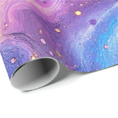 Atemberaubende Lila Blue Magenta Gold Galaxie Geschenkpapier (Rolleneckpunkt)