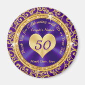 Atemberaubende Lila Gold 50-jährige Gastgeschenke Magnet (Vorne)
