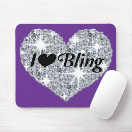 Atemberaubende Lila Imitate Diamond 'I Liebe Bling Mousepad