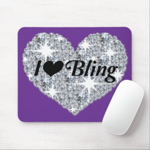 Atemberaubende Lila Imitate Diamond 'I Liebe Bling Mousepad
