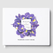 Atemberaubende Lila Irisfarben-Blumenhochzeit Gästebuch (Vorderseite)