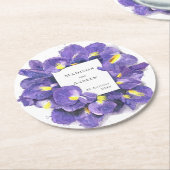 Atemberaubende Lila Irisfarben-Blumenhochzeit Runder Pappuntersetzer (Angewinkelt)