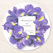 Atemberaubende Lila Irisfarben-Blumenhochzeit Runder Pappuntersetzer (Vorderseite)