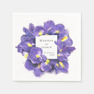 Atemberaubende Lila Irisfarben-Blumenhochzeit Serviette