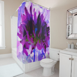 Atemberaubende Lila und schwarze Kaktus Dahlia Duschvorhang