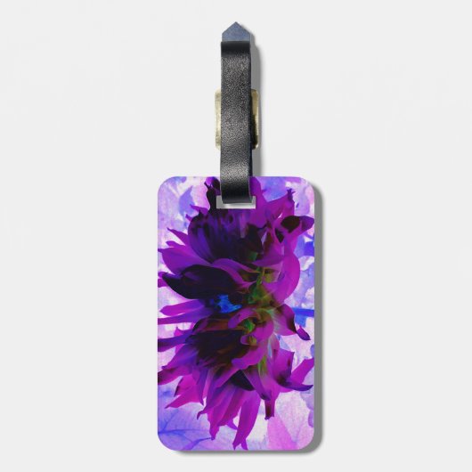 Atemberaubende Lila und schwarze Kaktus Dahlia Gepäckanhänger (Rückseite vertikal)