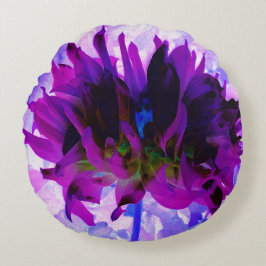 Atemberaubende Lila und schwarze Kaktus Dahlia Rundes Kissen