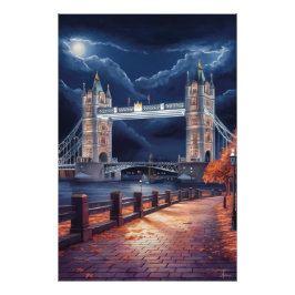 Atemberaubende Londoner Nachtszene mit Leuchtturm Fotodruck