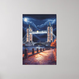 Atemberaubende Londoner Nachtszene mit Leuchtturm Leinwanddruck