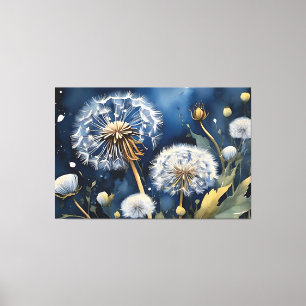 Atemberaubende Löwenzahnblüten in der Nacht Himmel Leinwanddruck