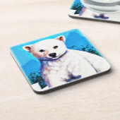 Atemberaubende Malerei eines Eisbärenkubs. Jetzt k Getränkeuntersetzer (Linke Seite)