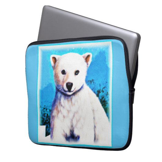 Atemberaubende Malerei eines Eisbärenkubs. Jetzt k Laptopschutzhülle (Vorderseite Links)