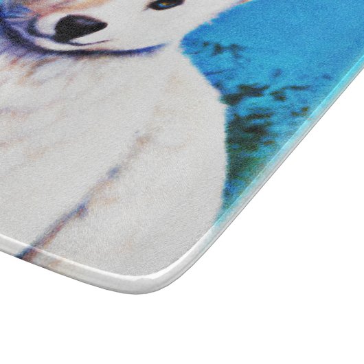 Atemberaubende Malerei eines Eisbärenkubs. Jetzt k Schneidebrett (Ecke)