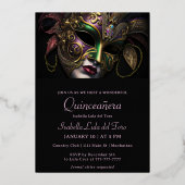 Atemberaubende Masquerade zum Geburtstag Folieneinladung (Vorderseite)