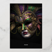 Atemberaubende Masquerade zum Geburtstag Folieneinladung (Rückseite)