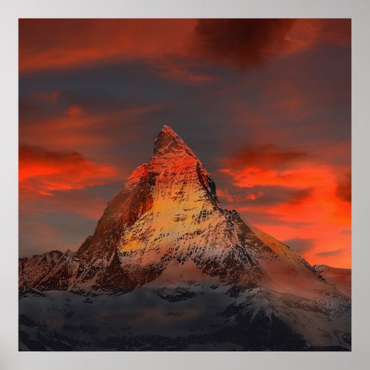 Atemberaubende matterhornrote Himmelslandschaft Poster (Vorne)