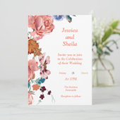Atemberaubende mehrfarbige Blume zum Hochzeitsempf Einladung (Stehend Vorderseite)