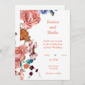 Atemberaubende mehrfarbige Blume zum Hochzeitsempf Einladung (Vorne/Hinten)