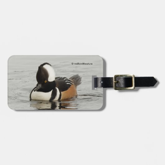 Atemberaubende Merganser-Ente am Teich Gepäckanhänger (Vorderseite horizontal)
