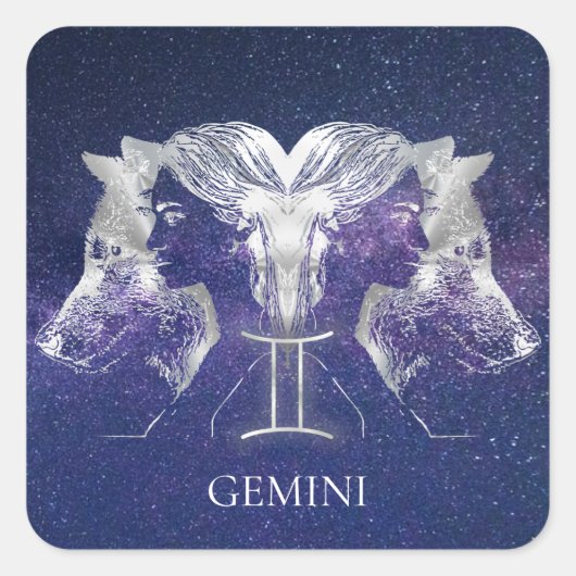 Atemberaubende Milchstraße Sky Gemini Zodiac Sign Quadratischer Aufkleber (Vorderseite)