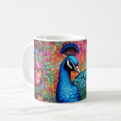 Atemberaubende Monogram Peacock-Tasse Kaffeetasse (Vorderseite Links)