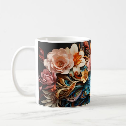 Atemberaubende Monogram Peacock-Tasse Kaffeetasse (Links)
