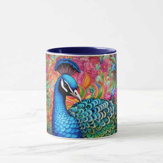 Atemberaubende Monogram Peacock-Tasse Tasse (Zentrum)