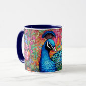Atemberaubende Monogram Peacock-Tasse Tasse (Vorderseite Links)