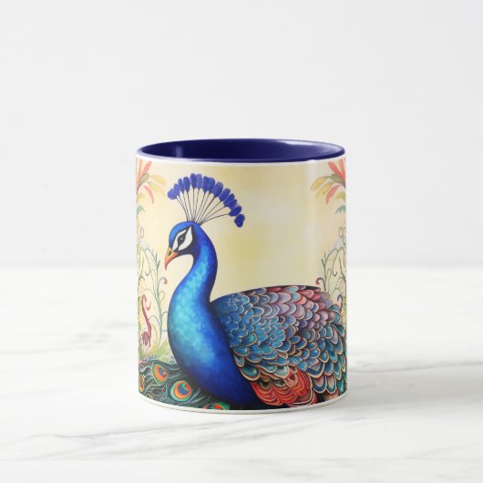 Atemberaubende Monogram Peacock-Tasse Tasse (Zentrum)