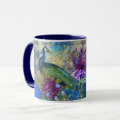 Atemberaubende Monogram Peacock-Tasse Tasse (Vorderseite Links)