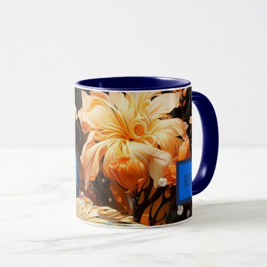 Atemberaubende Monogram Peacock-Tasse Tasse (VorderseiteRechts)