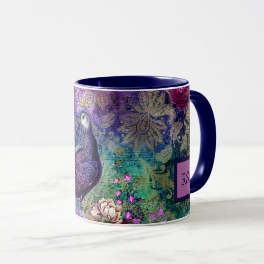 Atemberaubende Monogram Peacock-Tasse Tasse (VorderseiteRechts)