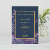 ATEMBERAUBENDE NAVY LILA EUCALYPTUS WEDDING CUSTOM EINLADUNG (Stehend Vorderseite)