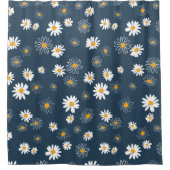 Atemberaubende Navy Yellow Classic Daisy Blume Duschvorhang (Vorderseite)