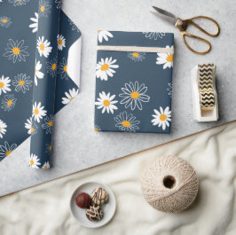 Atemberaubende Navy Yellow Classic Daisy Blume Geschenkpapier