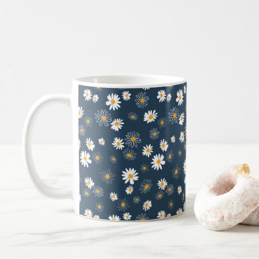 Atemberaubende Navy Yellow Classic Daisy Blume Kaffeetasse (Mit Donut)