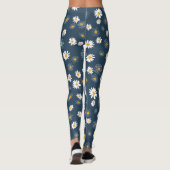 Atemberaubende Navy Yellow Classic Daisy Blume Leggings (Rückseite)