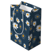Atemberaubende Navy Yellow Classic Daisy Blume Mittlere Geschenktüte (Rückseite Schrägansicht)