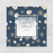 Atemberaubende Navy Yellow Classic Daisy Blume Quadratische Visitenkarte (Vorderseite)