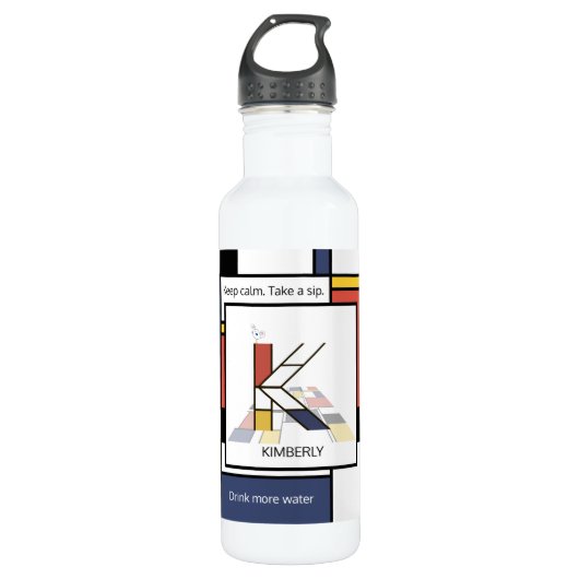 Atemberaubende Neoplastik Art Monogramm. Buchstabe Edelstahlflasche (Vorderseite)