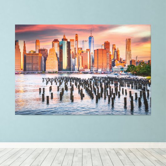 Atemberaubende New York City Skyline Leinwanddruck (Insitu (Holzboden))