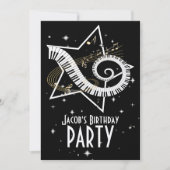 Atemberaubende Noten aus Silber und Schwarz Einladung (Vorderseite)