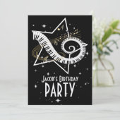 Atemberaubende Noten aus Silber und Schwarz Einladung (Stehend Vorderseite)