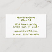 Atemberaubende Olivenzweig mit schwarzem Hintergru Visitenkarte (Rückseite)