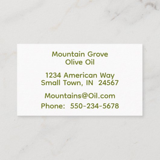 Atemberaubende Olivenzweig mit schwarzem Hintergru Visitenkarte (Rückseite)