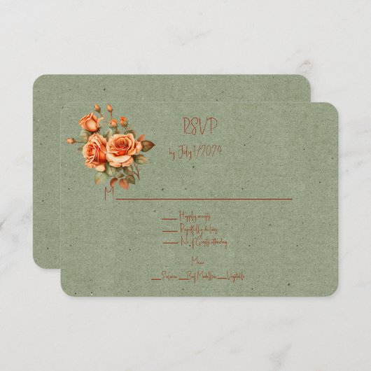 Atemberaubende Orangen- und Grünblütendusche RSVP Karte (Vorne/Hinten)