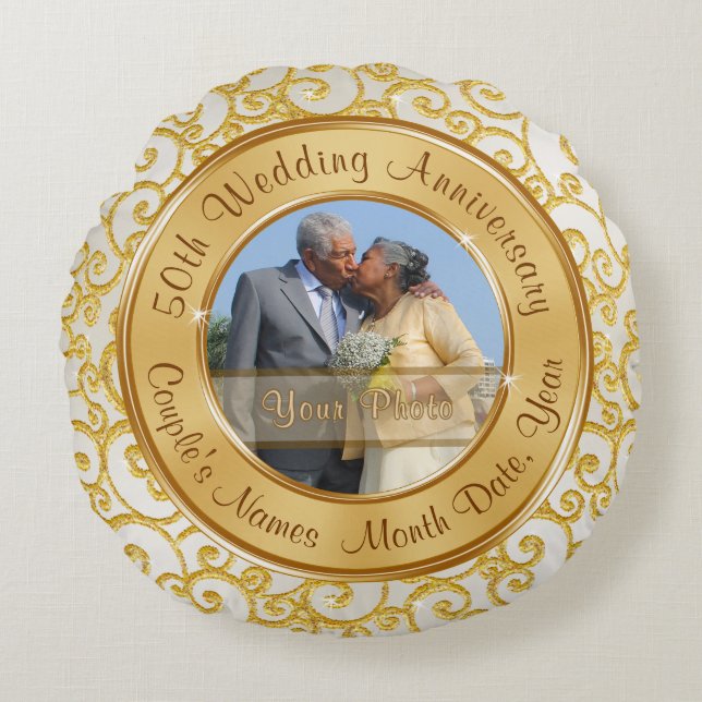 Atemberaubende Personalisierte 50-jährige Jubiläum Rundes Kissen (Vorderseite)