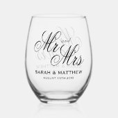 Atemberaubende personalisierte Hochzeit Weinglas Ohne Stiel (Vorderseite)