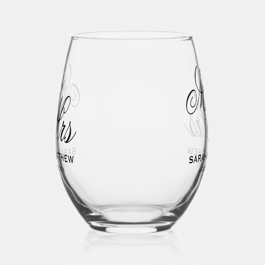Atemberaubende personalisierte Hochzeit Weinglas Ohne Stiel (Rechts)
