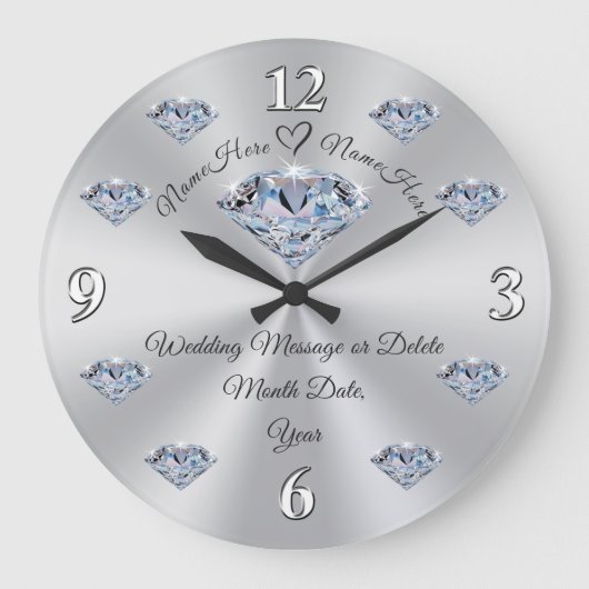 Atemberaubende Personalisierte Hochzeitspräsentati Große Wanduhr (Vorderseite)
